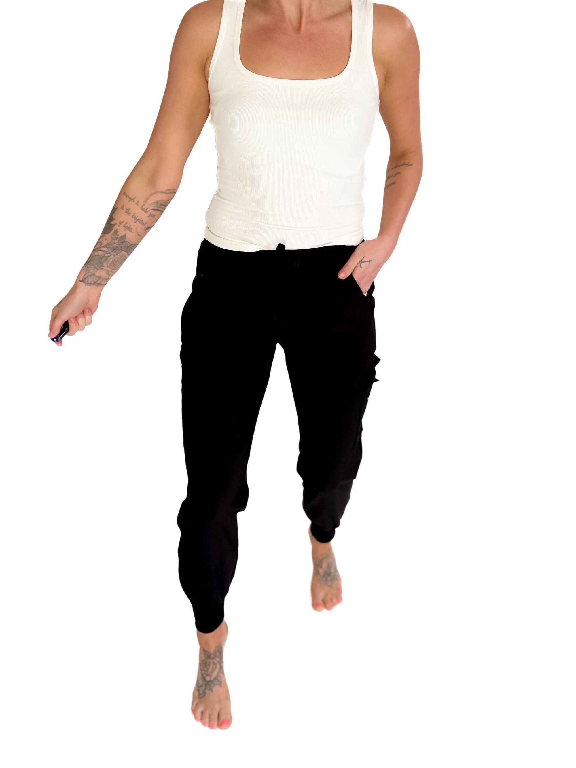 MONO B Heidi High Waisted Active Jogger- BLACK