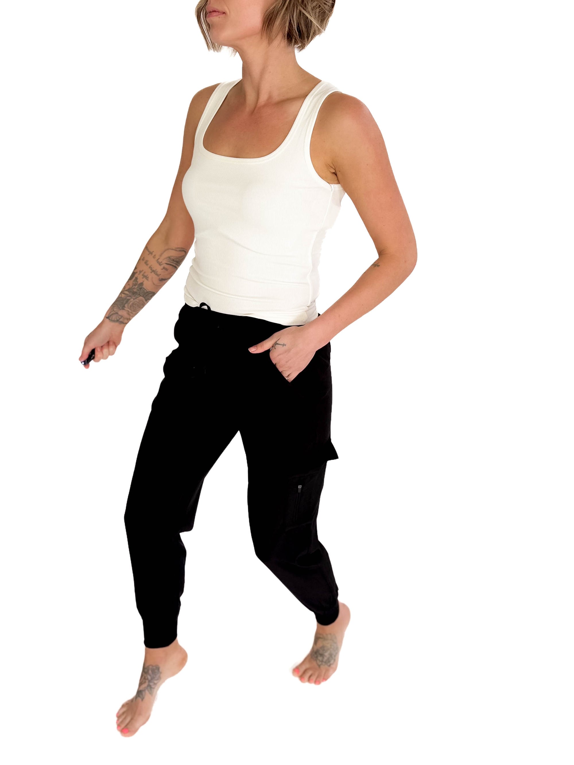 MONO B Heidi High Waisted Active Jogger- BLACK
