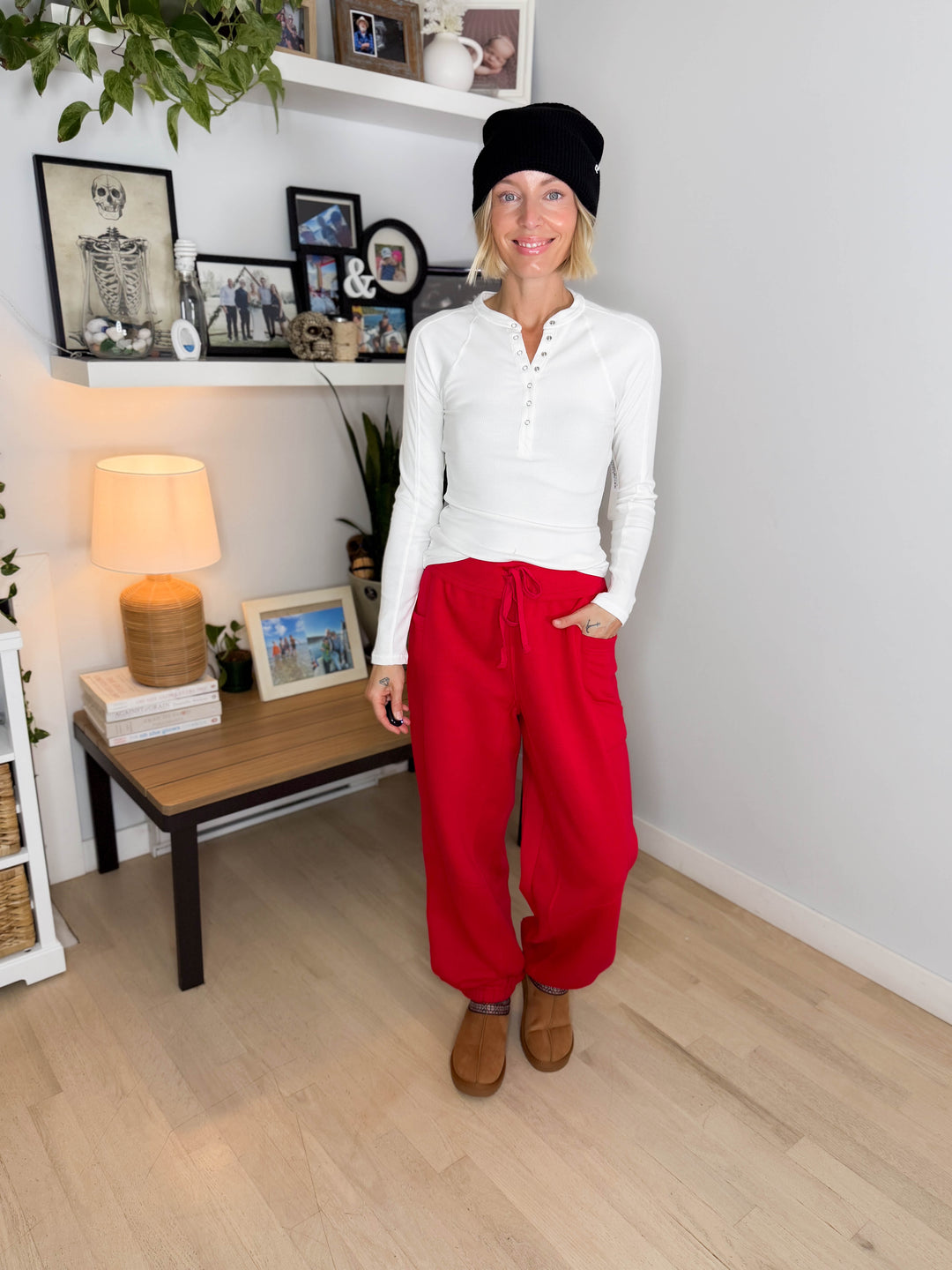 Thistle French Terry Fleece Jogger - TRUE RED
