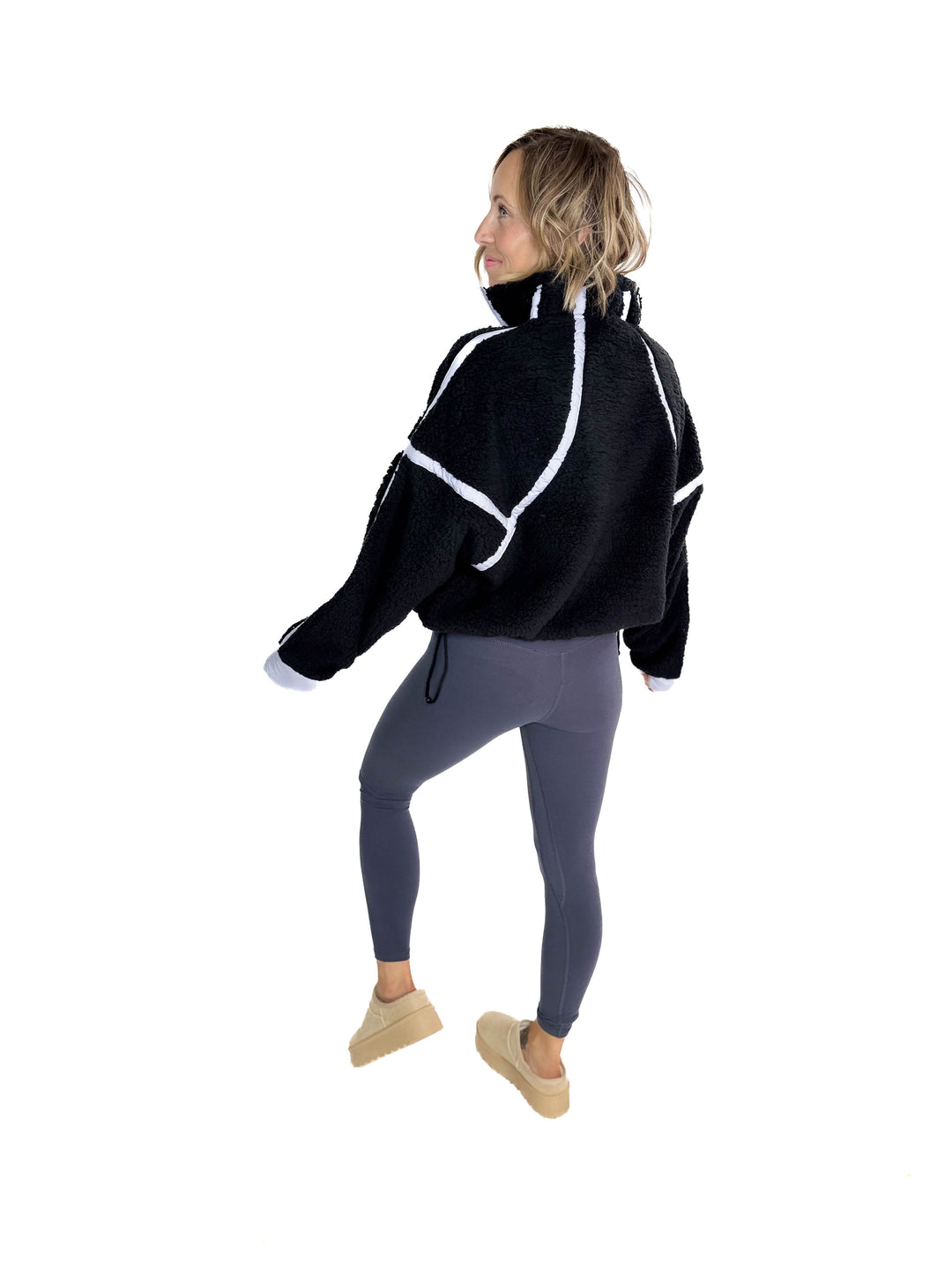 RD STYLE Jill Funnel Neck Sherpa- BLACK