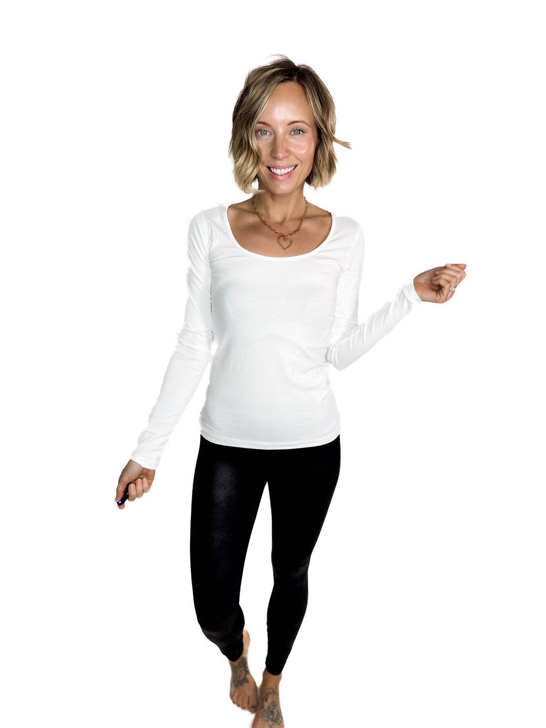 VERO MODA Lulu Long U-NECK TOP- BRIGHT WHITE