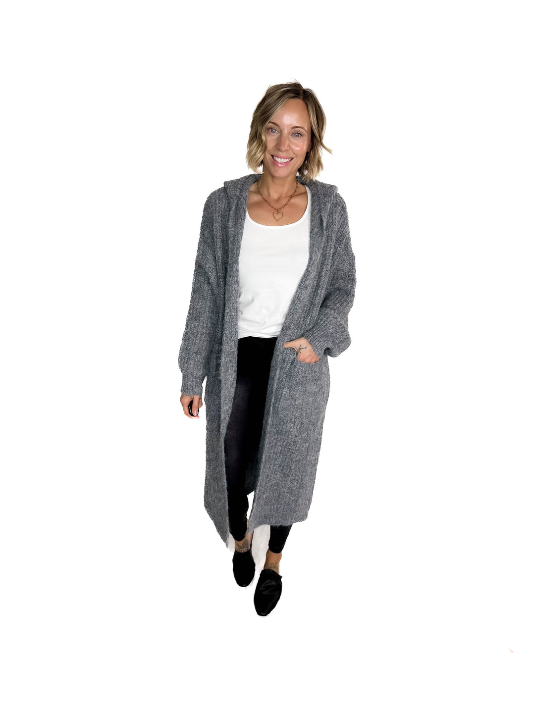 Cabin Cozy Button Up Coatigan- DARK GREY