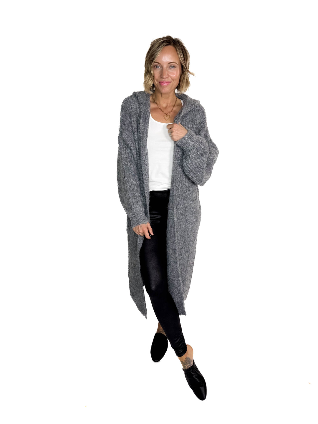 Cabin Cozy Button Up Coatigan- DARK GREY