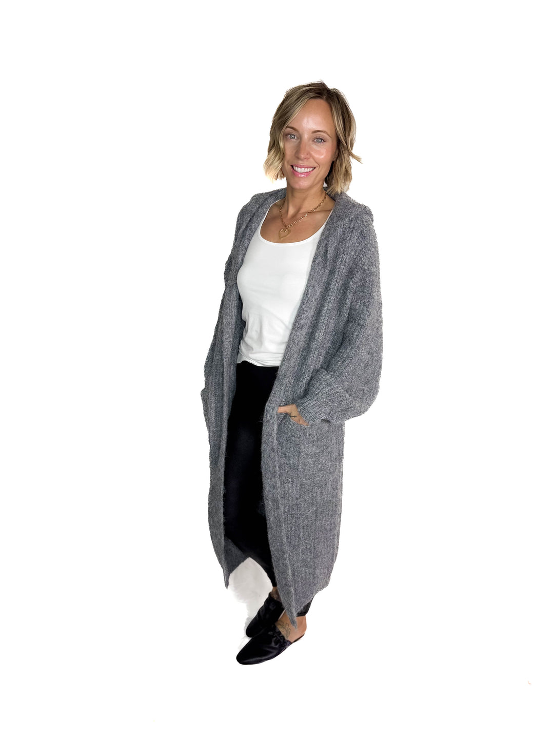 Cabin Cozy Button Up Coatigan- DARK GREY