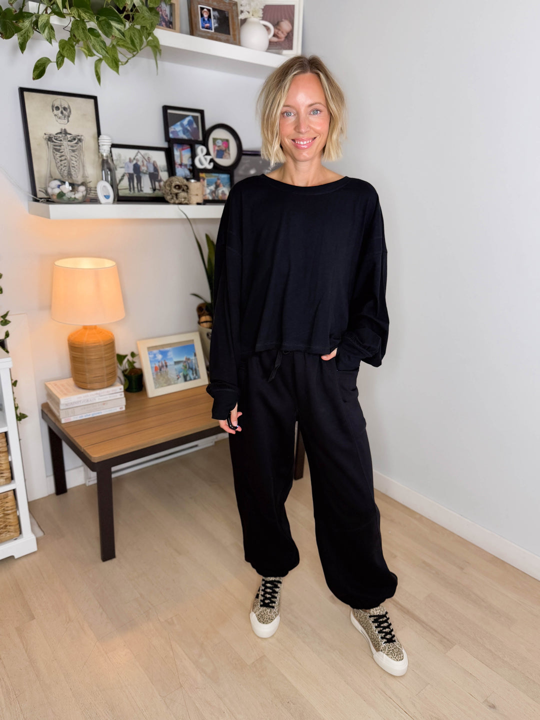 Tilley Cotton Slub Open Back Long Sleeve- BLACK