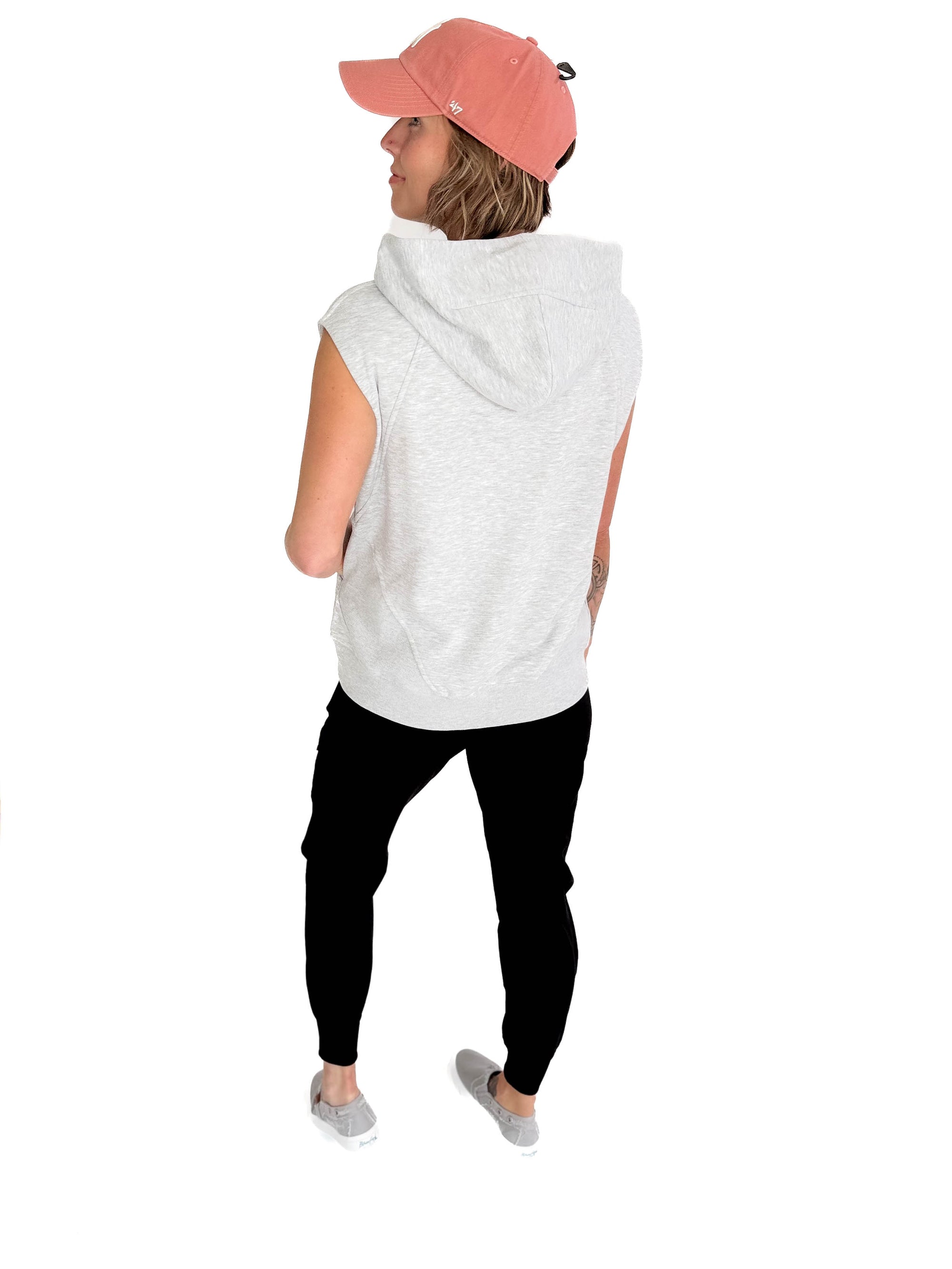 Nani Short Sleeve Hoodie- HEATHER GREY