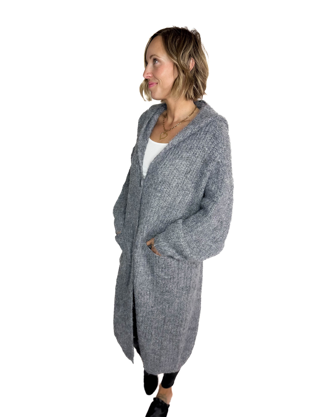 Cabin Cozy Button Up Coatigan- DARK GREY