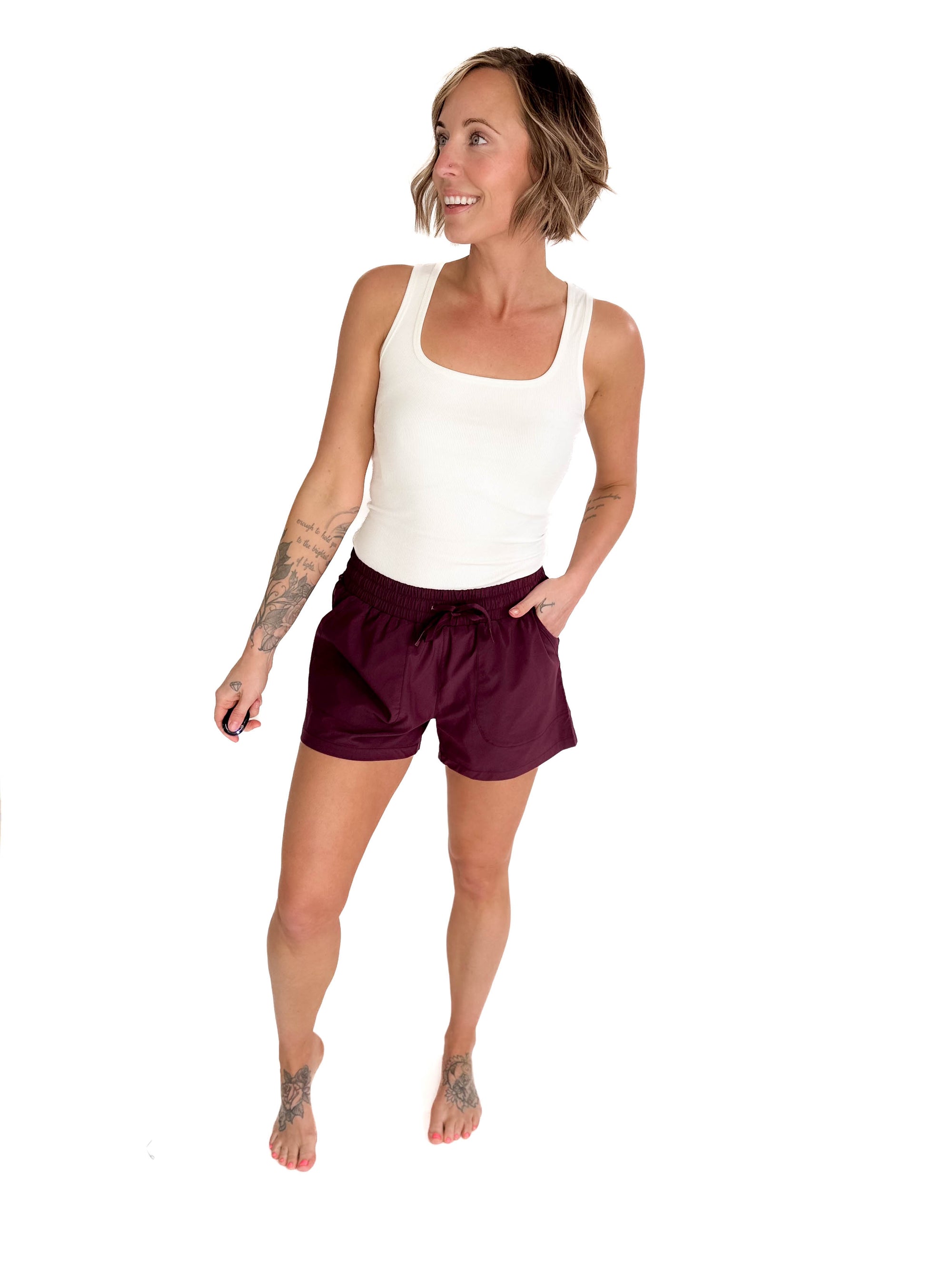 MONO B Ryla Athleisure Shorts- PLUM