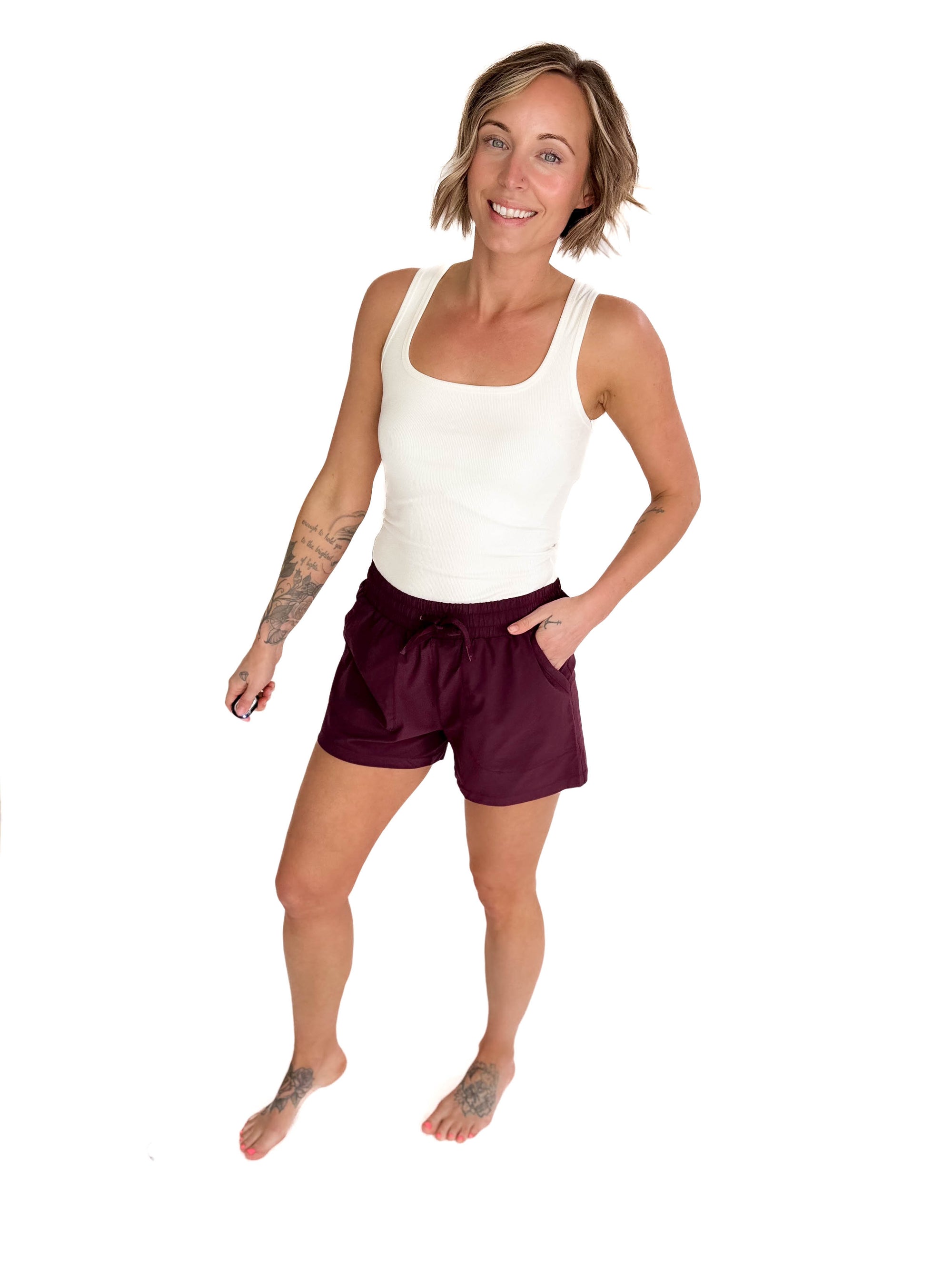 MONO B Ryla Athleisure Shorts- PLUM