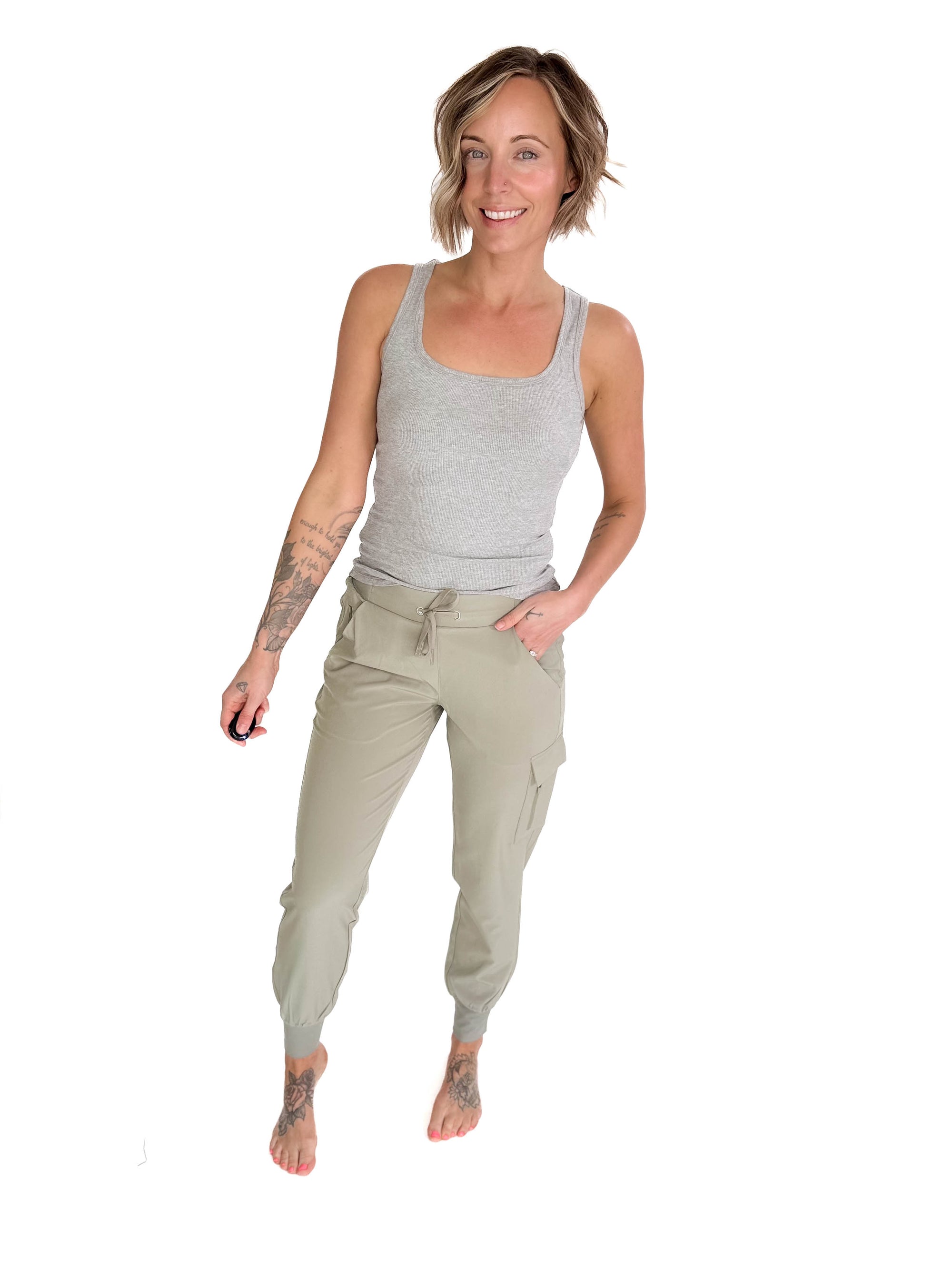 MONO B Heidi High Waisted Active Jogger- SHADOW SAGE