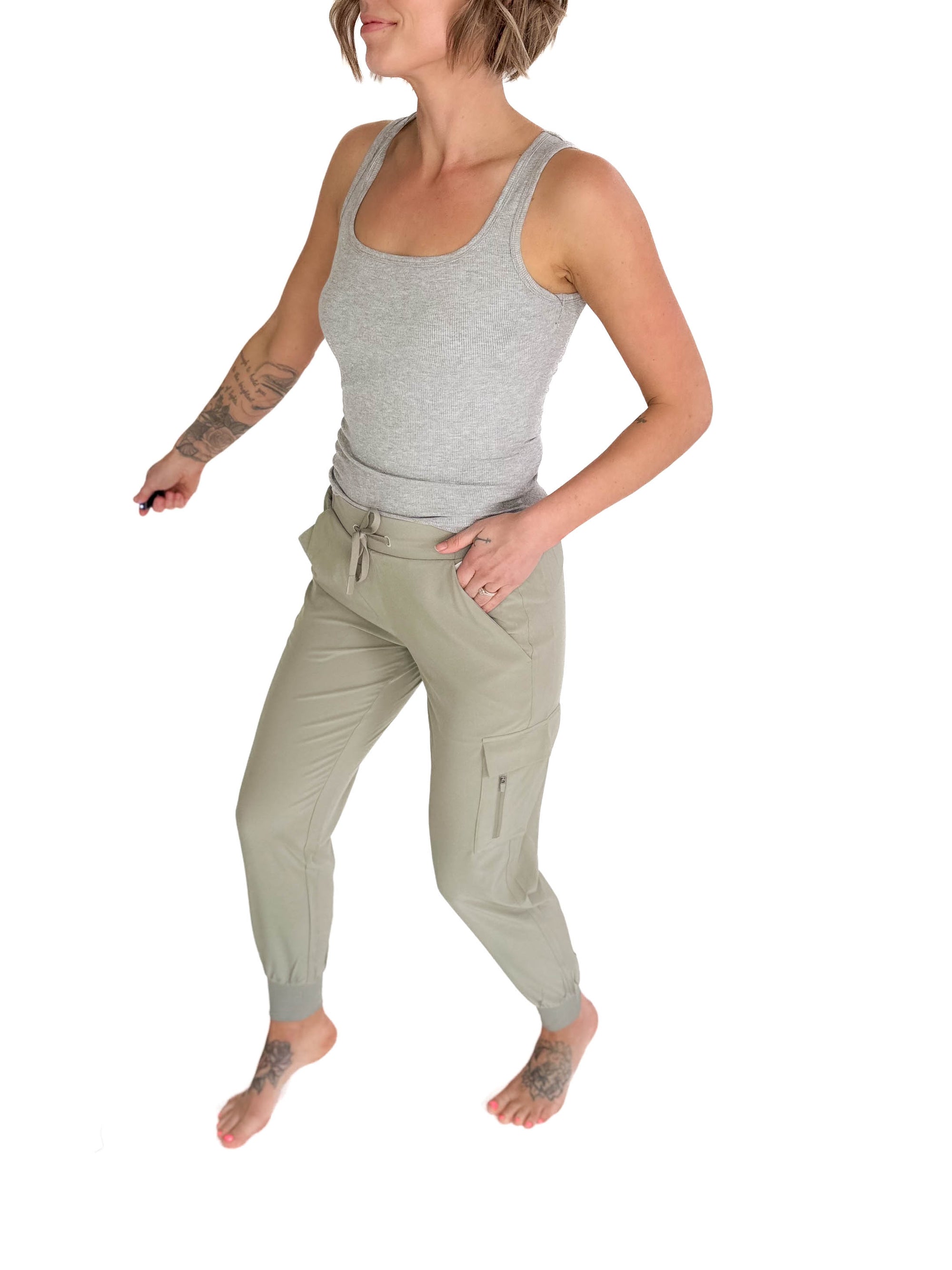 MONO B Heidi High Waisted Active Jogger- SHADOW SAGE