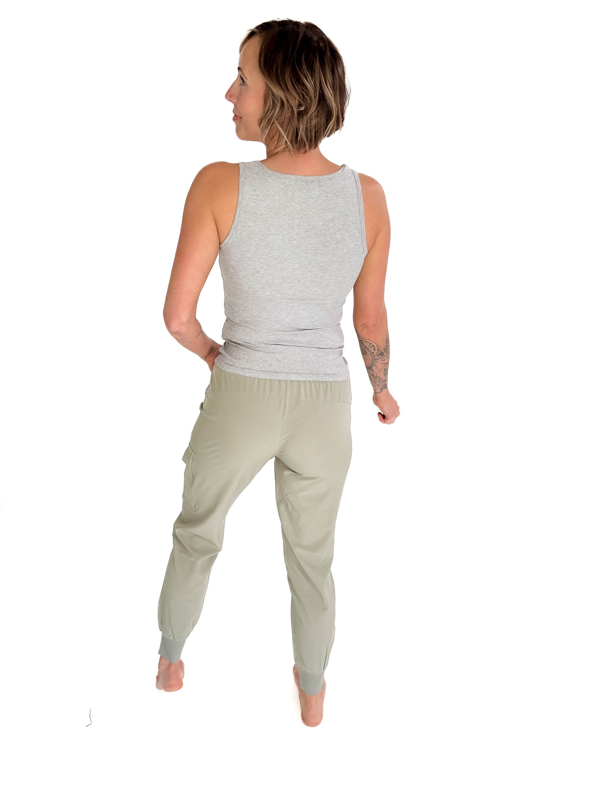 MONO B Heidi High Waisted Active Jogger- SHADOW SAGE