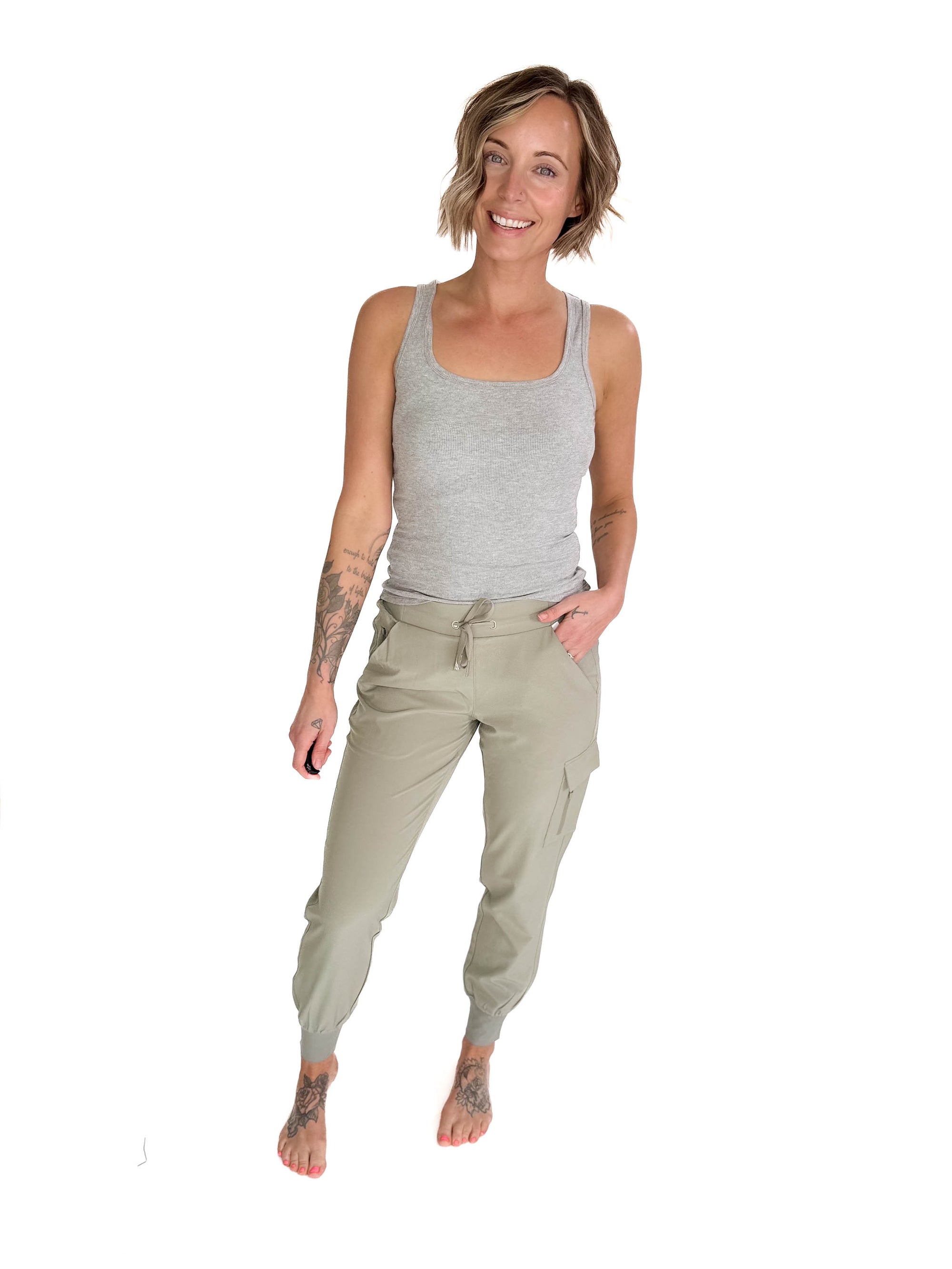 MONO B Heidi High Waisted Active Jogger- SHADOW SAGE