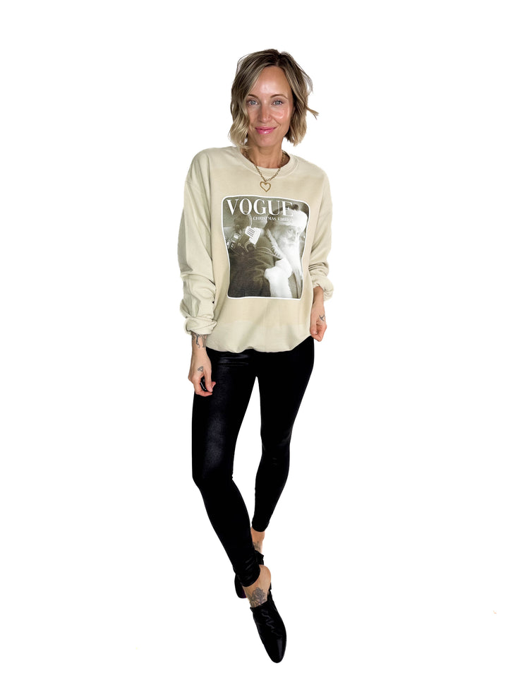 Vogue Santa Crewneck- SAND