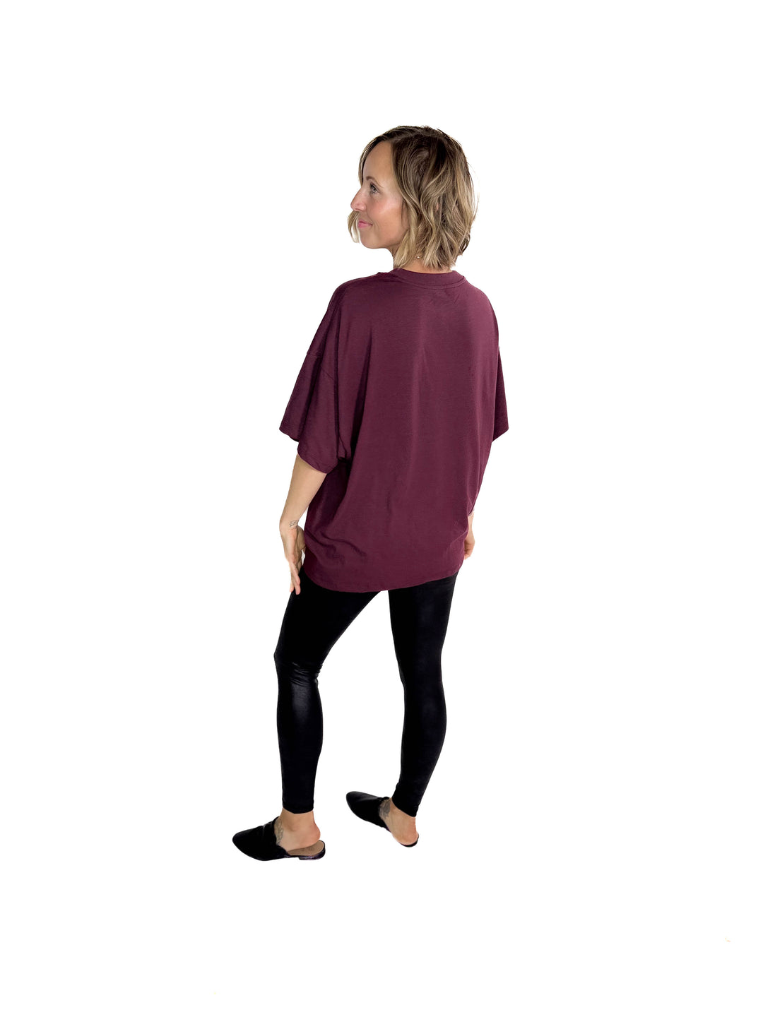 Snow Cap Oversized Cotton Tee- DARK CHERRY