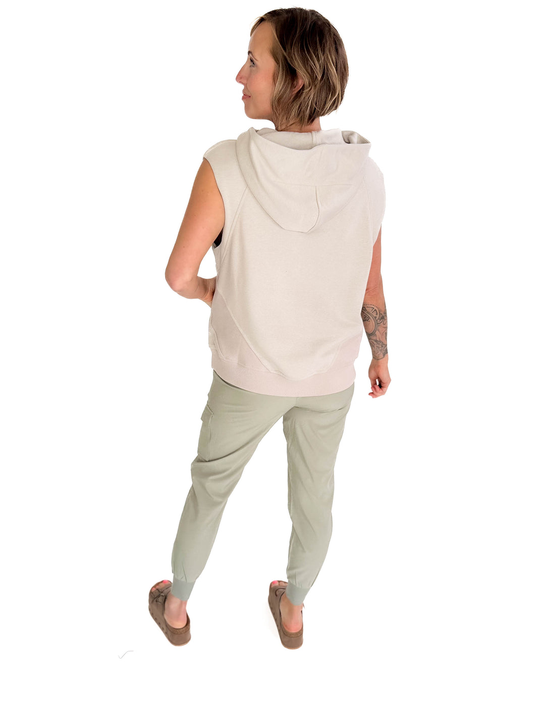 Nani Short Sleeve Hoodie- LIGHT TAUPE-FINAL SALE