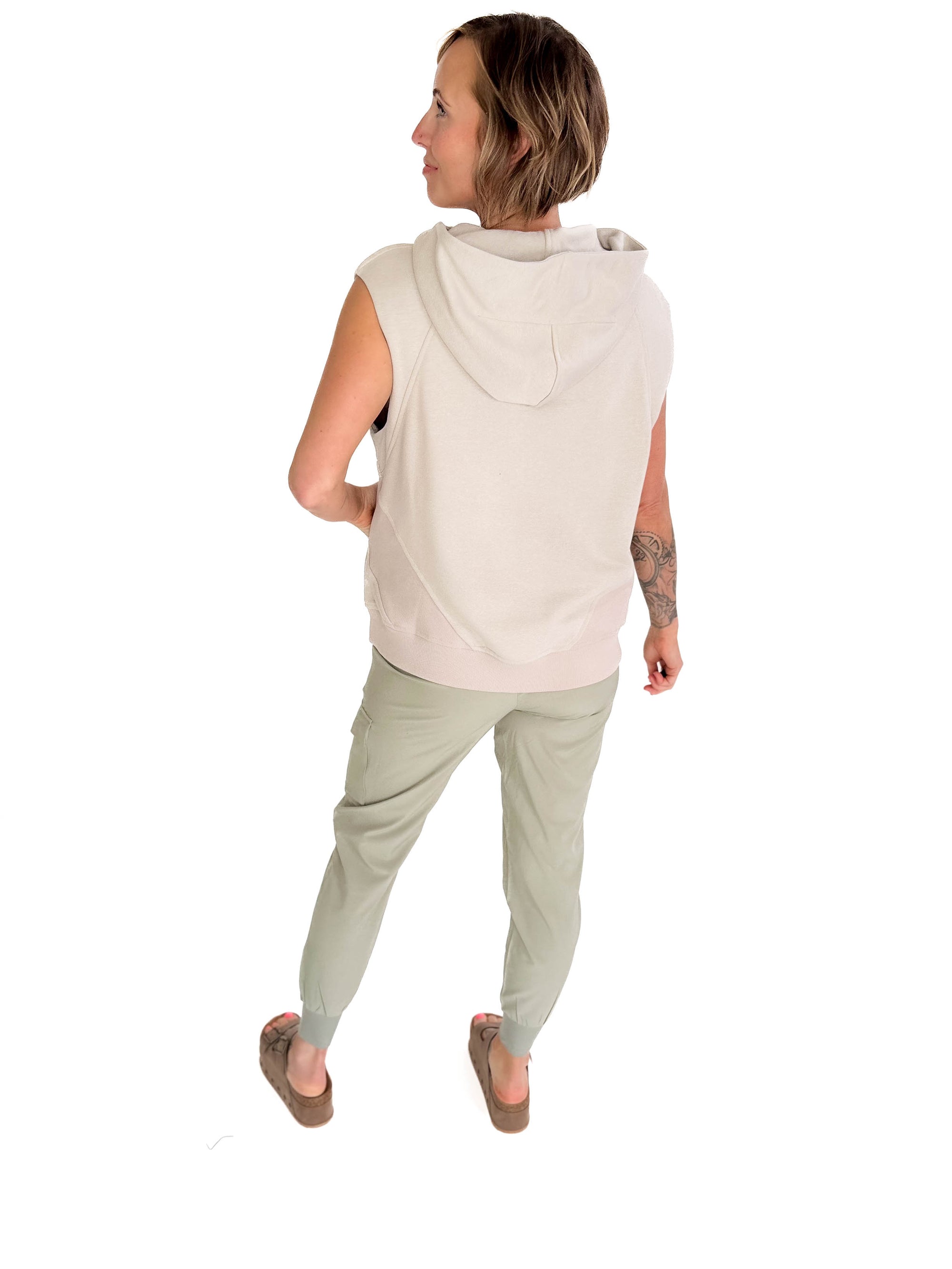 Nani Short Sleeve Hoodie- LIGHT TAUPE