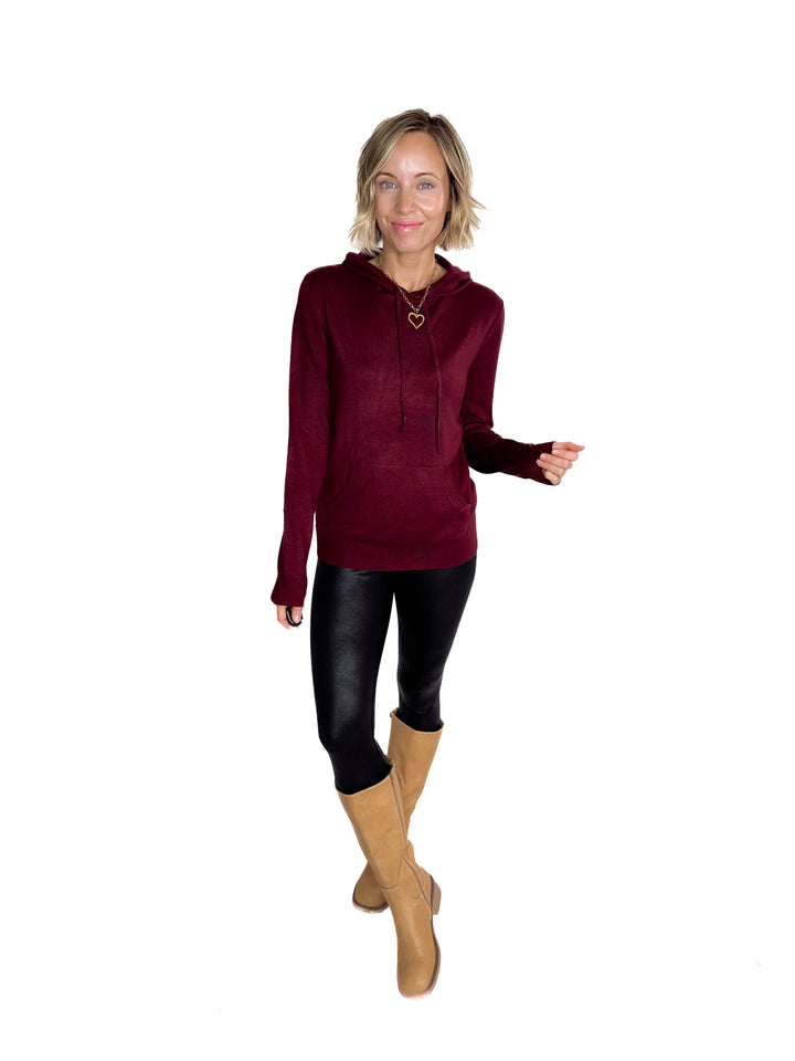 Spruceton Hooded Sweater- BURGUNDY
