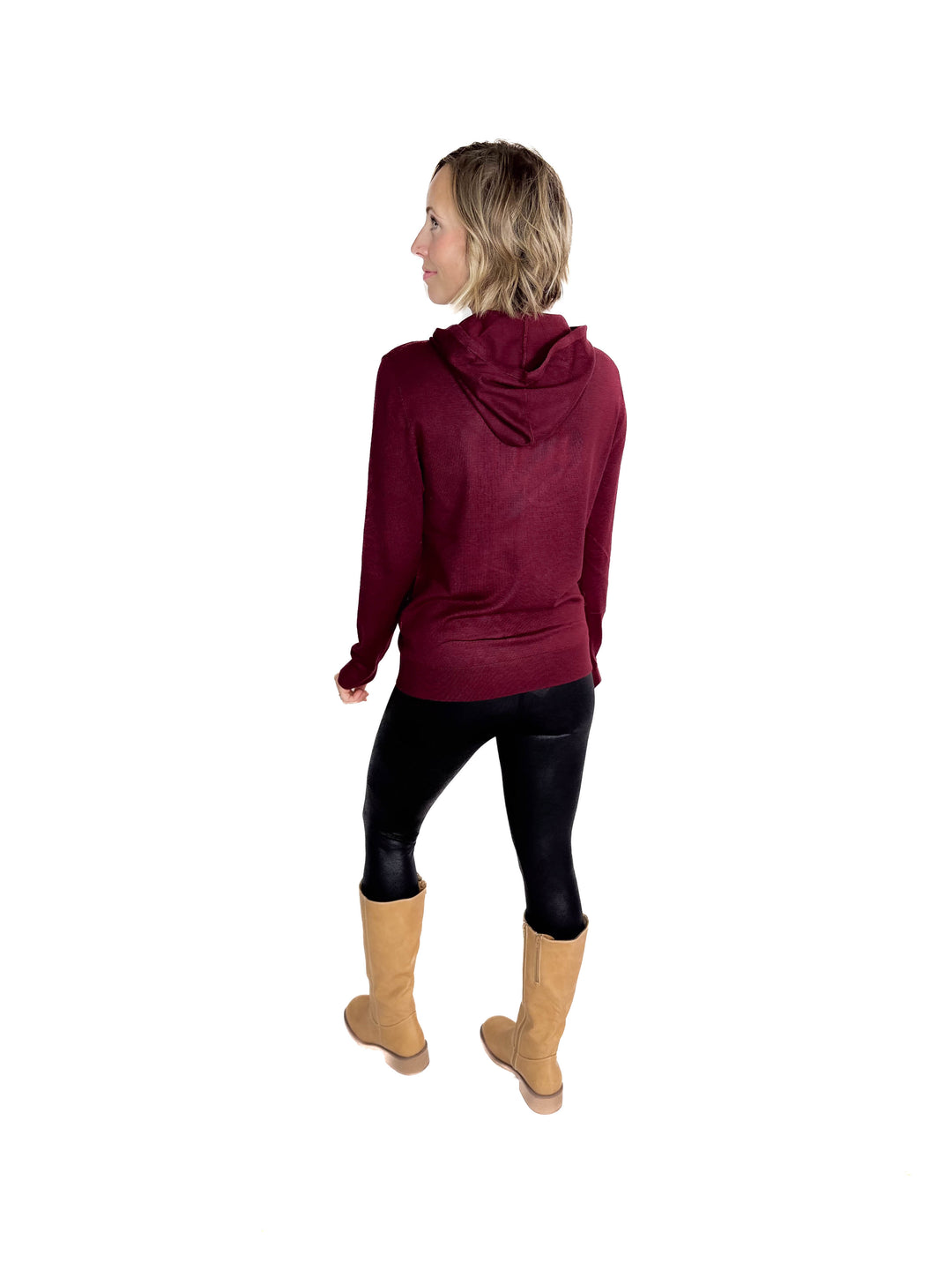 Spruceton Hooded Sweater- BURGUNDY