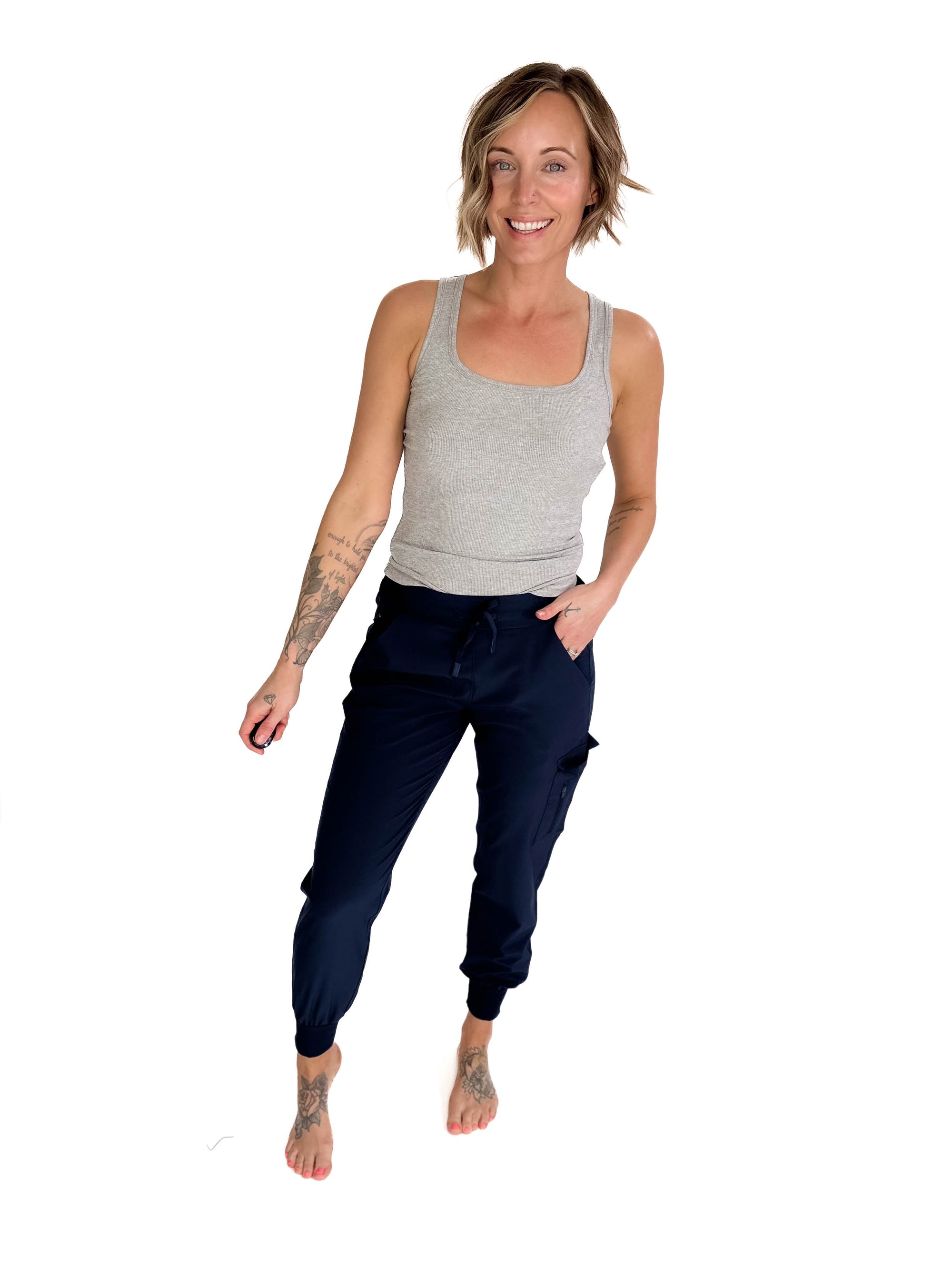MONO B Heidi High Waisted Active Jogger- DEEP OCEAN