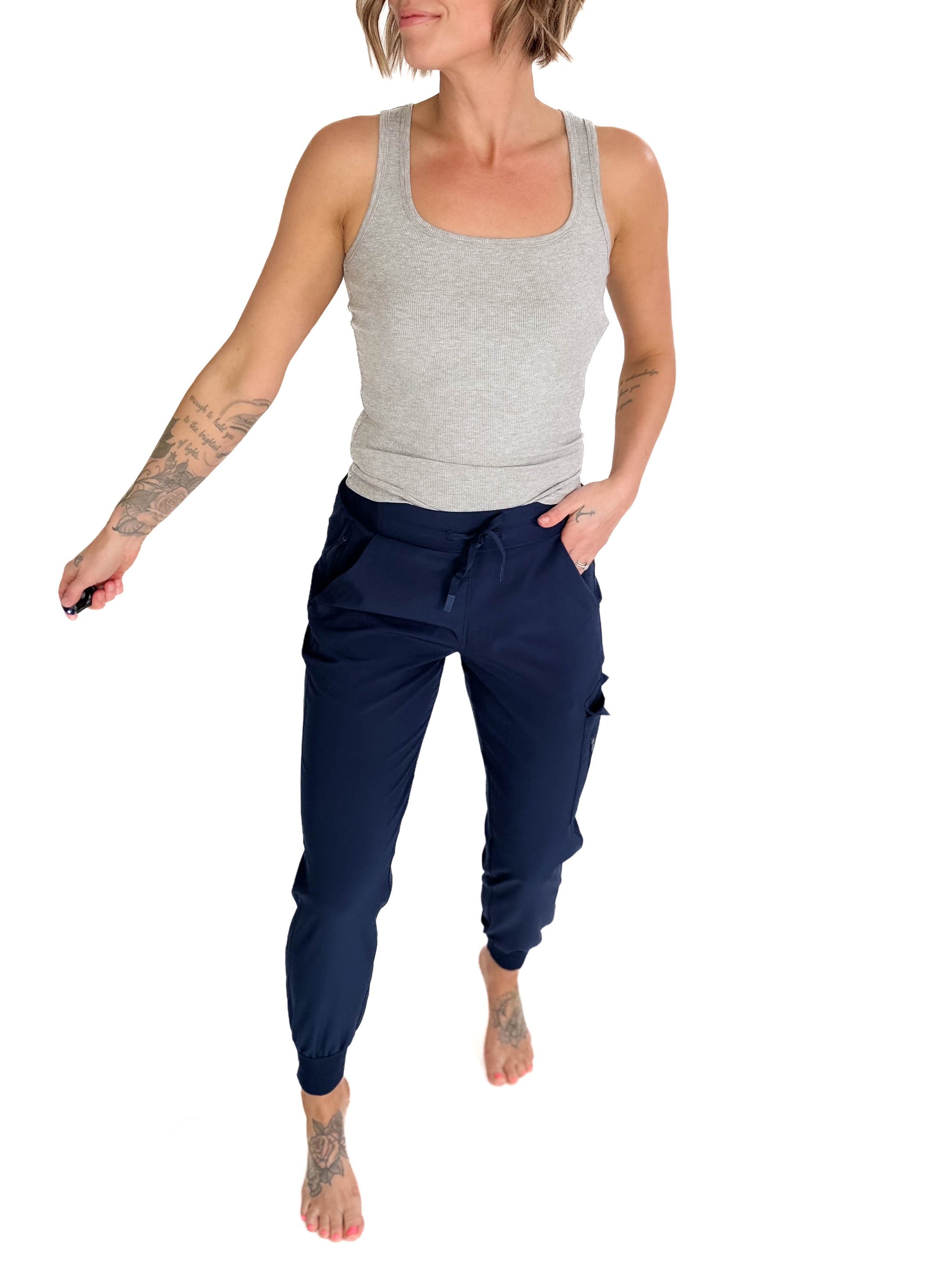 MONO B Heidi High Waisted Active Jogger- DEEP OCEAN