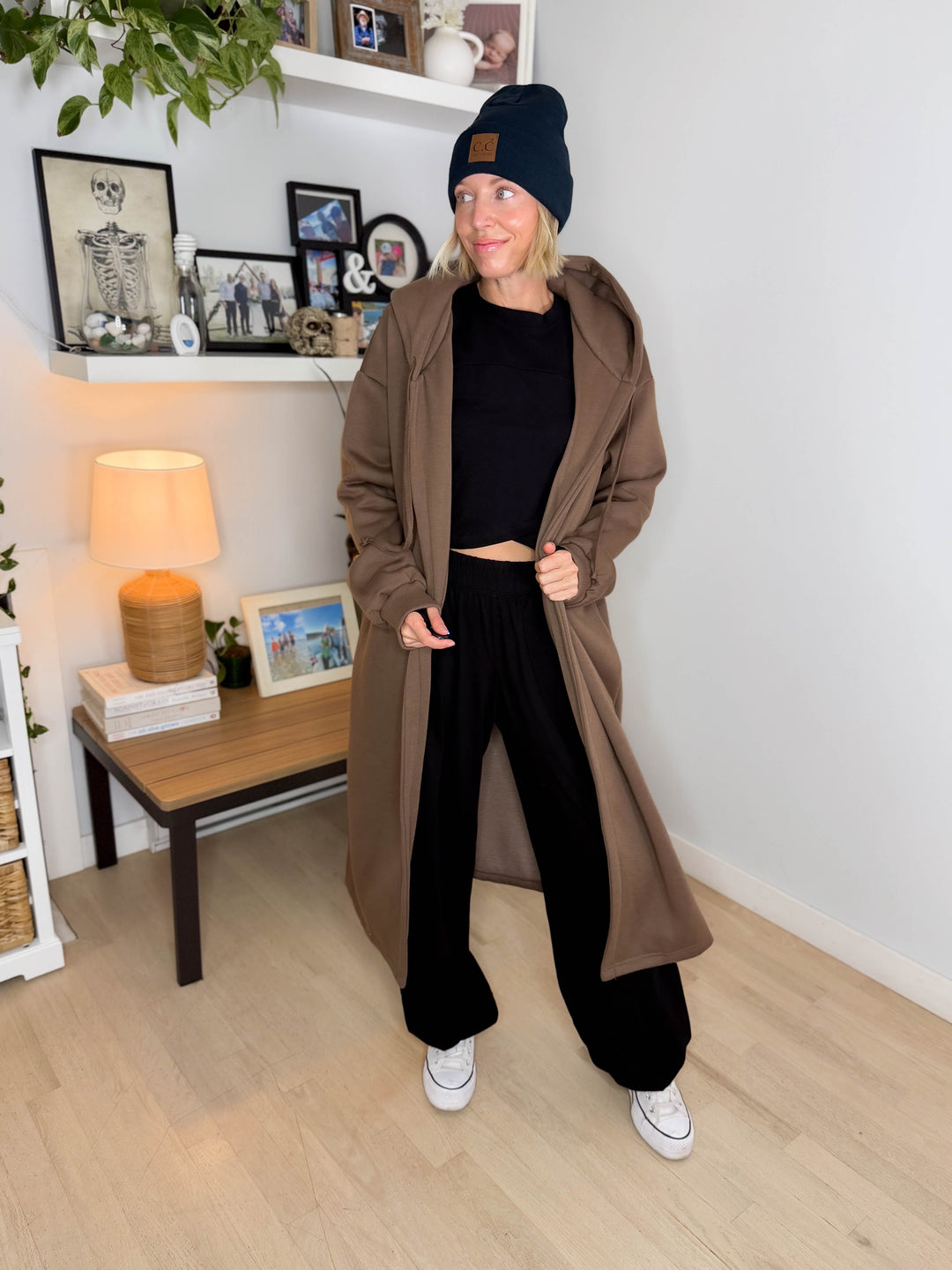 Oslo Hooded Cardigan- BROWN