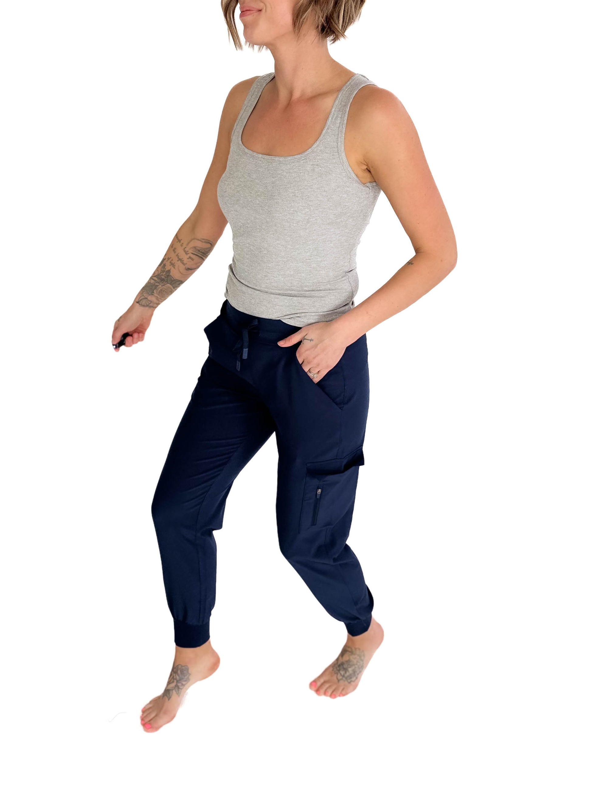 MONO B Heidi High Waisted Active Jogger- DEEP OCEAN