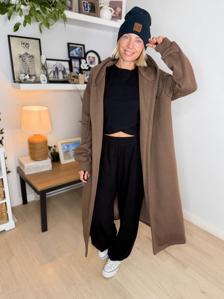Oslo Hooded Cardigan- BROWN