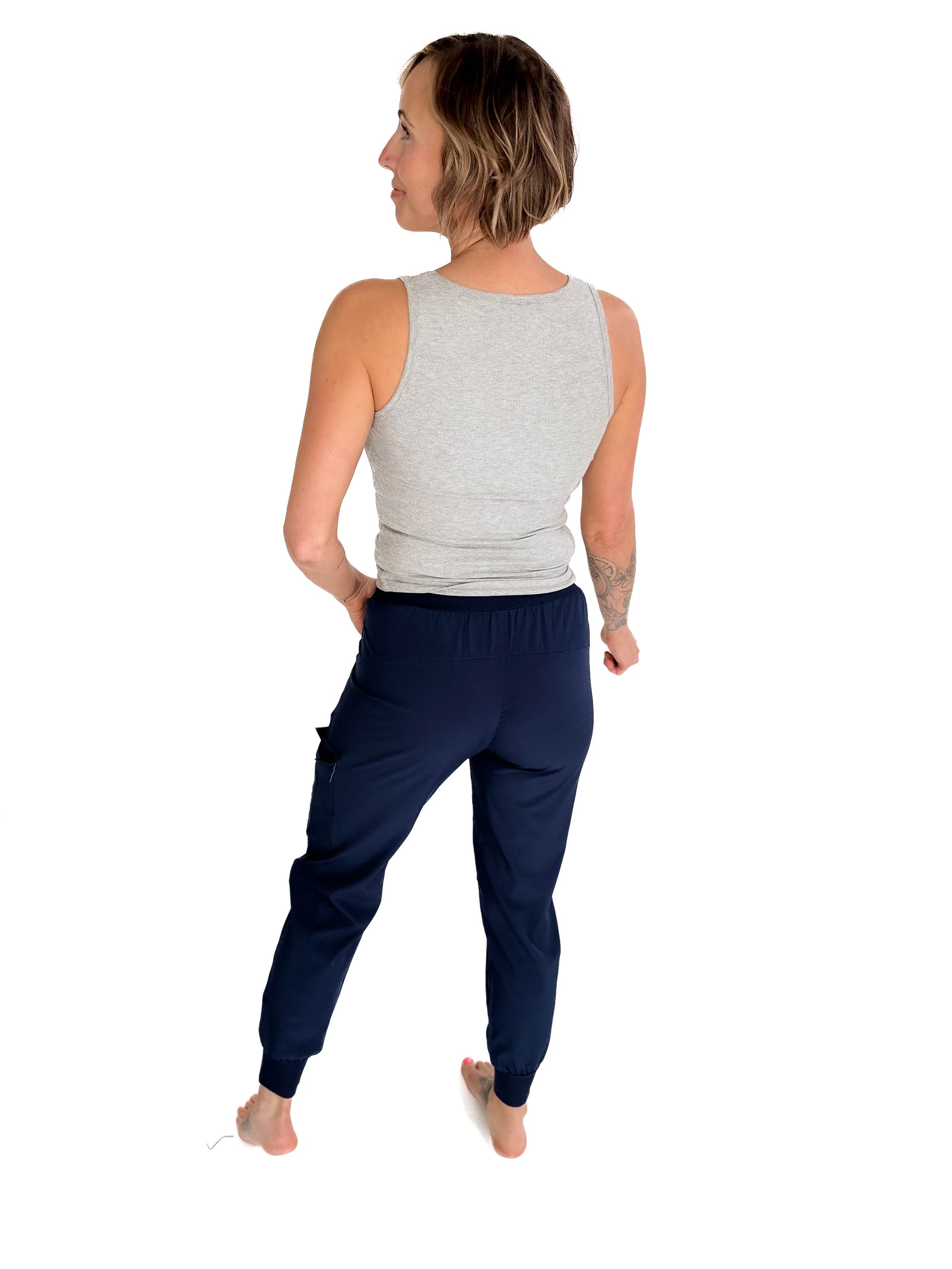 MONO B Heidi High Waisted Active Jogger- DEEP OCEAN