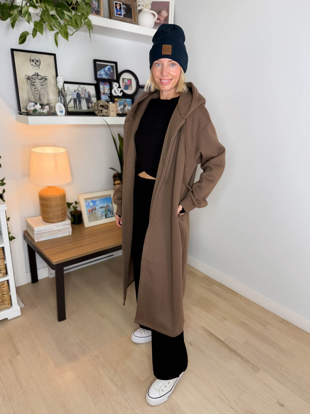 Oslo Hooded Cardigan- BROWN