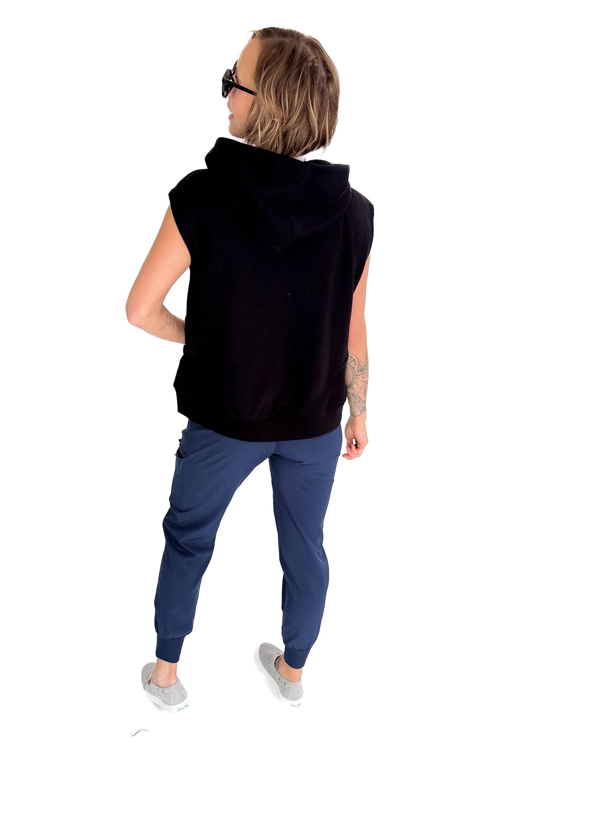 Nani Short Sleeve Hoodie- BLACK