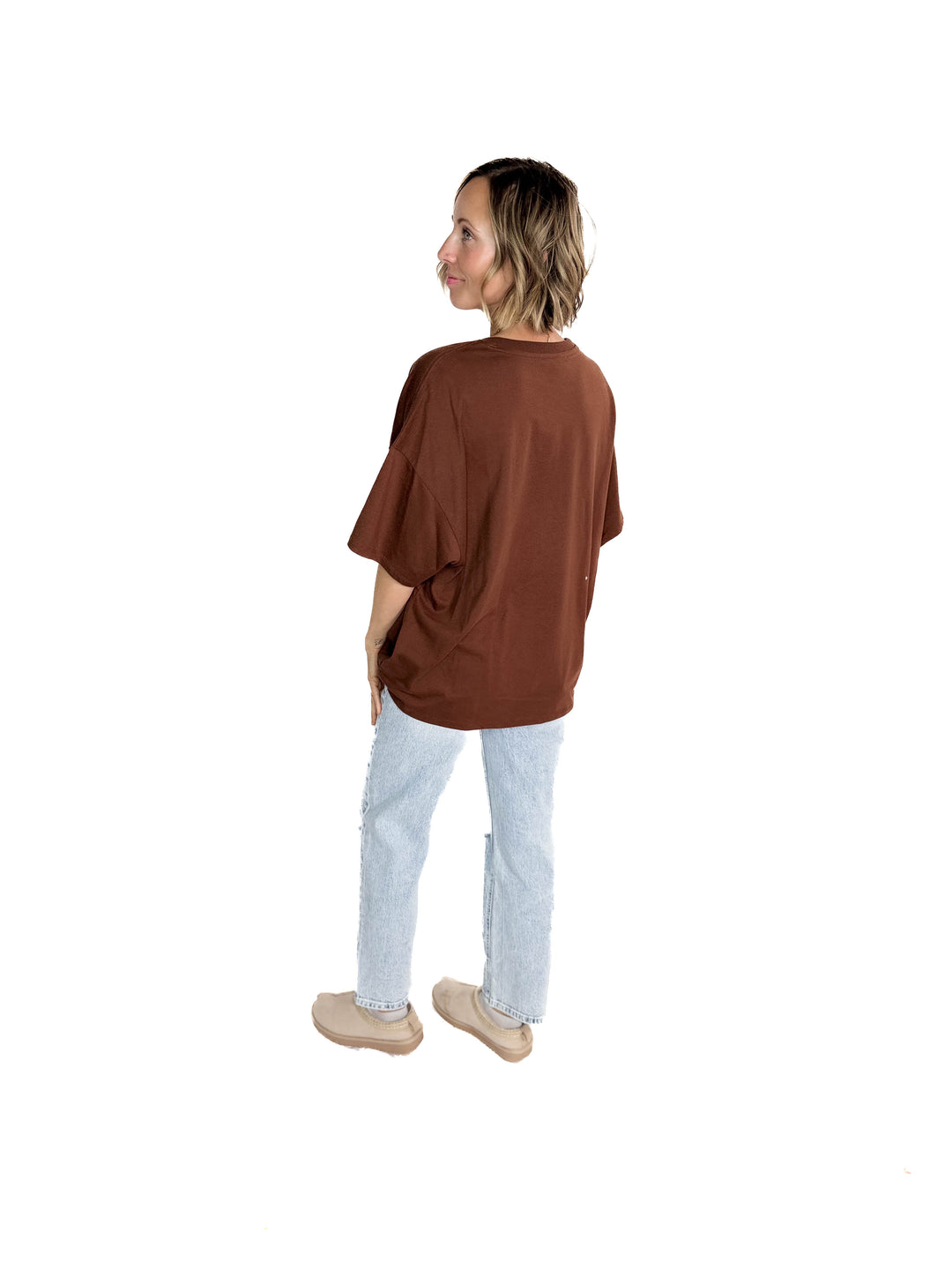 Snow Cap Oversized Cotton Tee- CHESTNUT