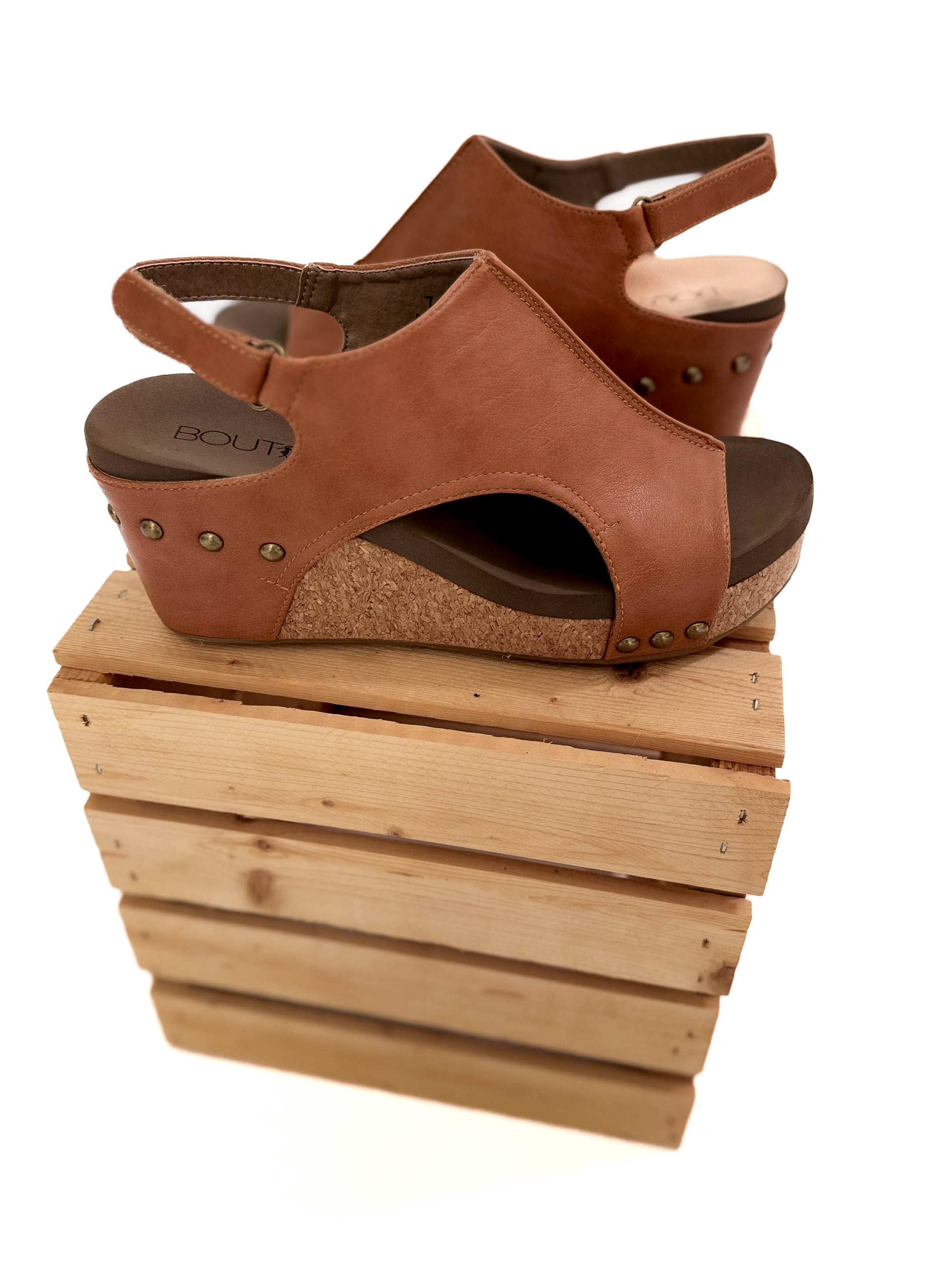 CORKYS Carley Comfort Wedge Sandal- COGNAC