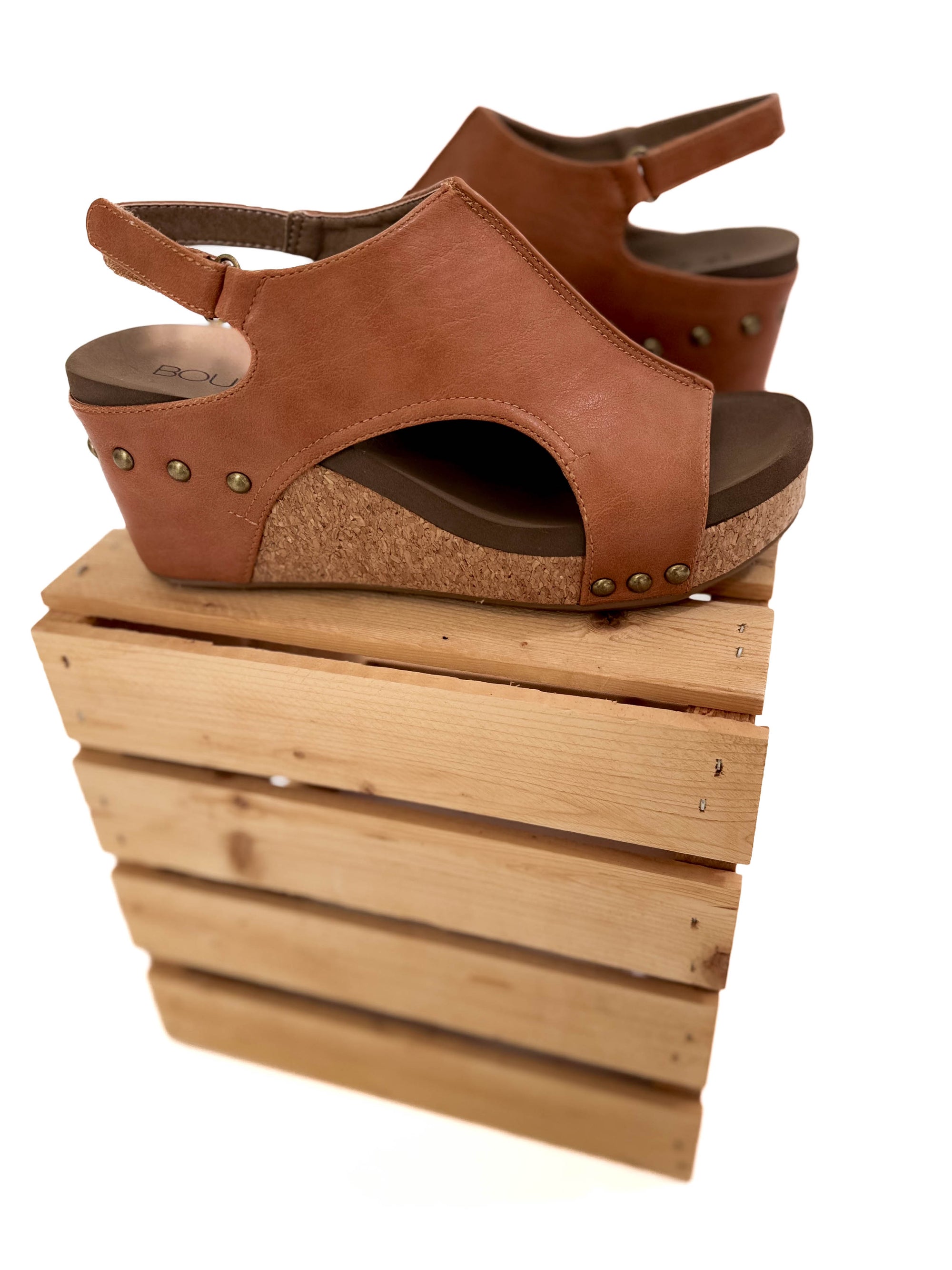 CORKYS Carley Comfort Wedge Sandal- COGNAC