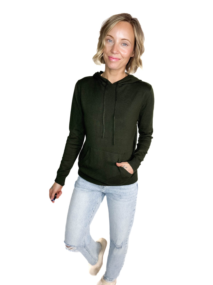 Spruceton Hooded Sweater- OLIVE