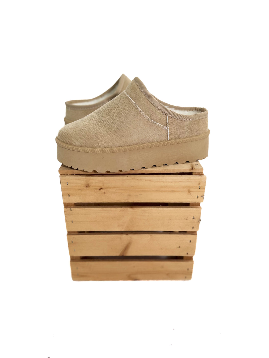 Shelby Platform Faux Fur Slip-On- OATMEAL