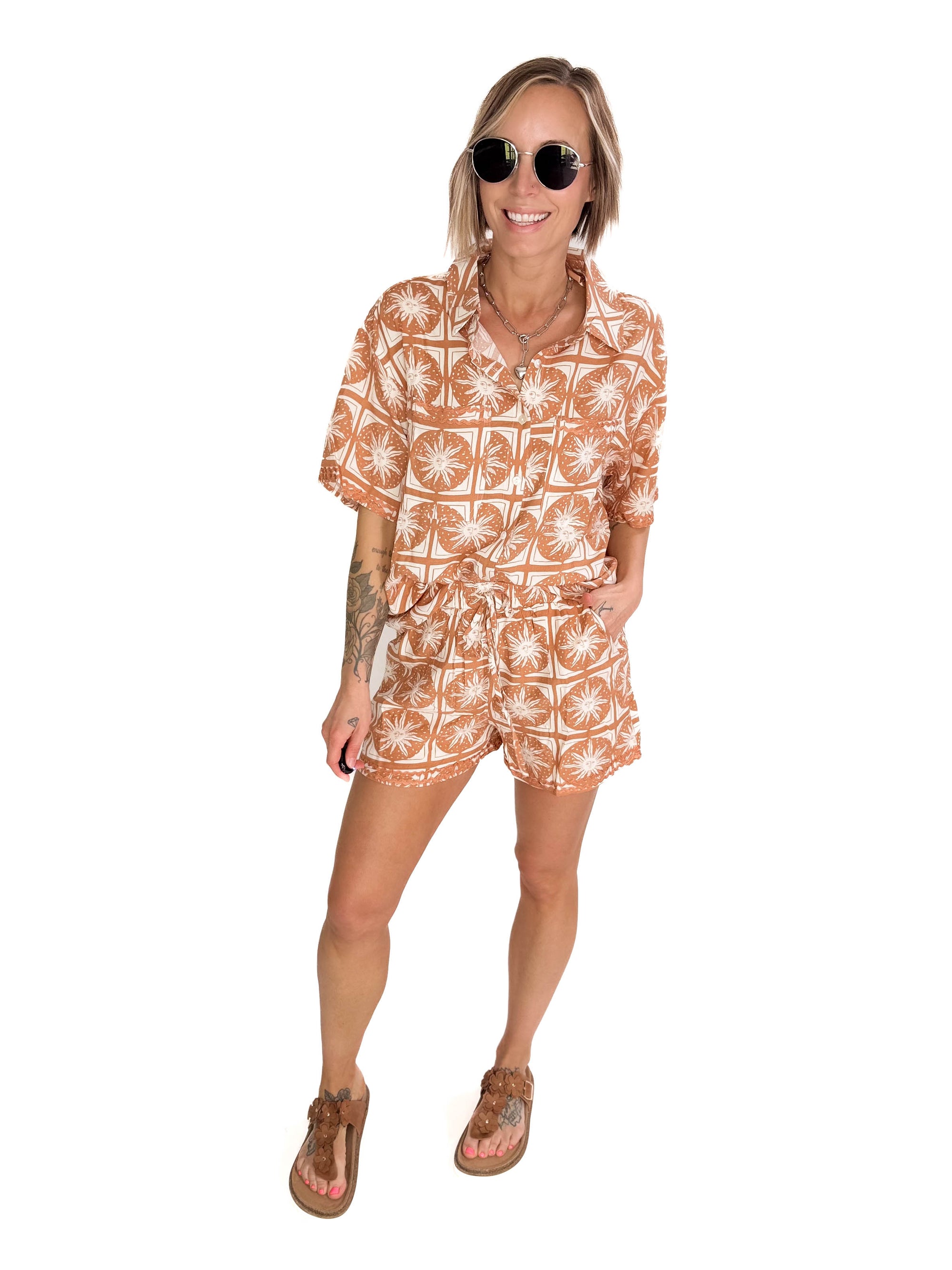 Katrina Breezy Short and Top Set- TAUPE