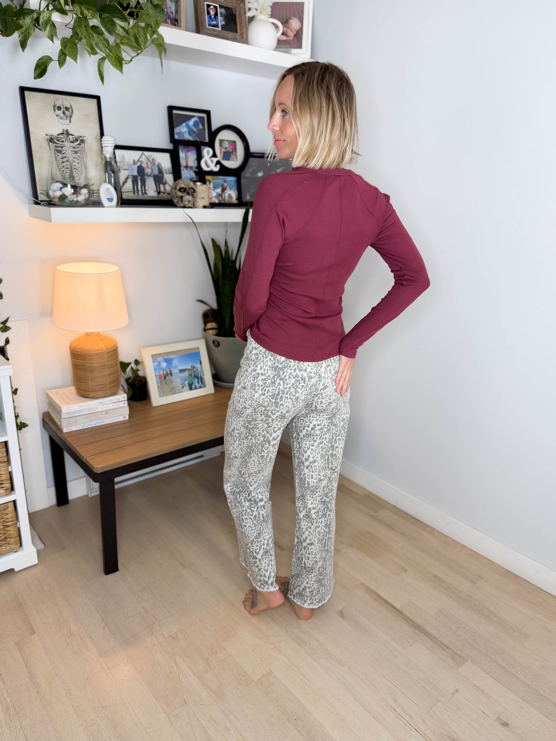 Vervet Keaton High Rise Wide Leg Tie Waist Jean- LEOPARD