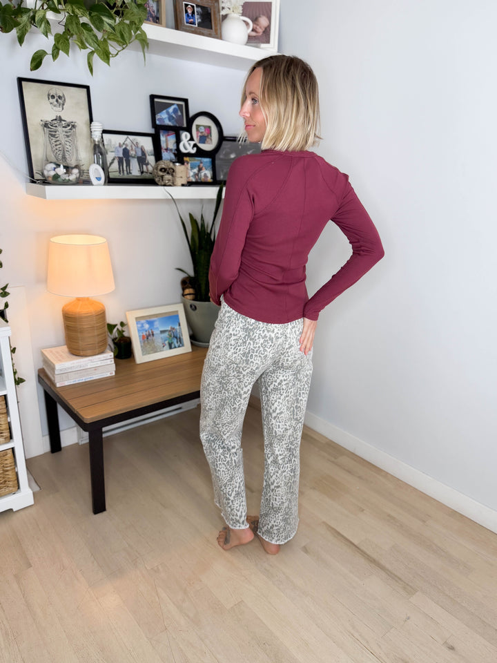 Vervet Keaton High Rise Wide Leg Tie Waist Jean- LEOPARD