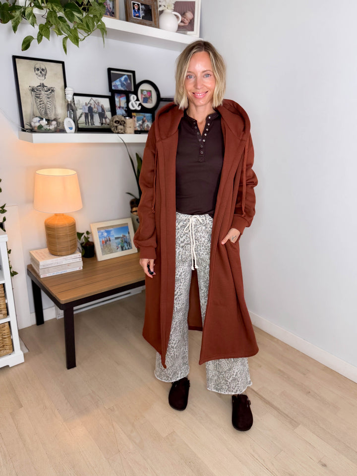Oslo Hooded Cardigan- BRICK