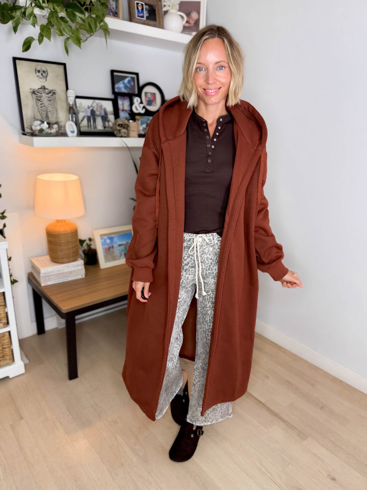 Oslo Hooded Cardigan- BRICK