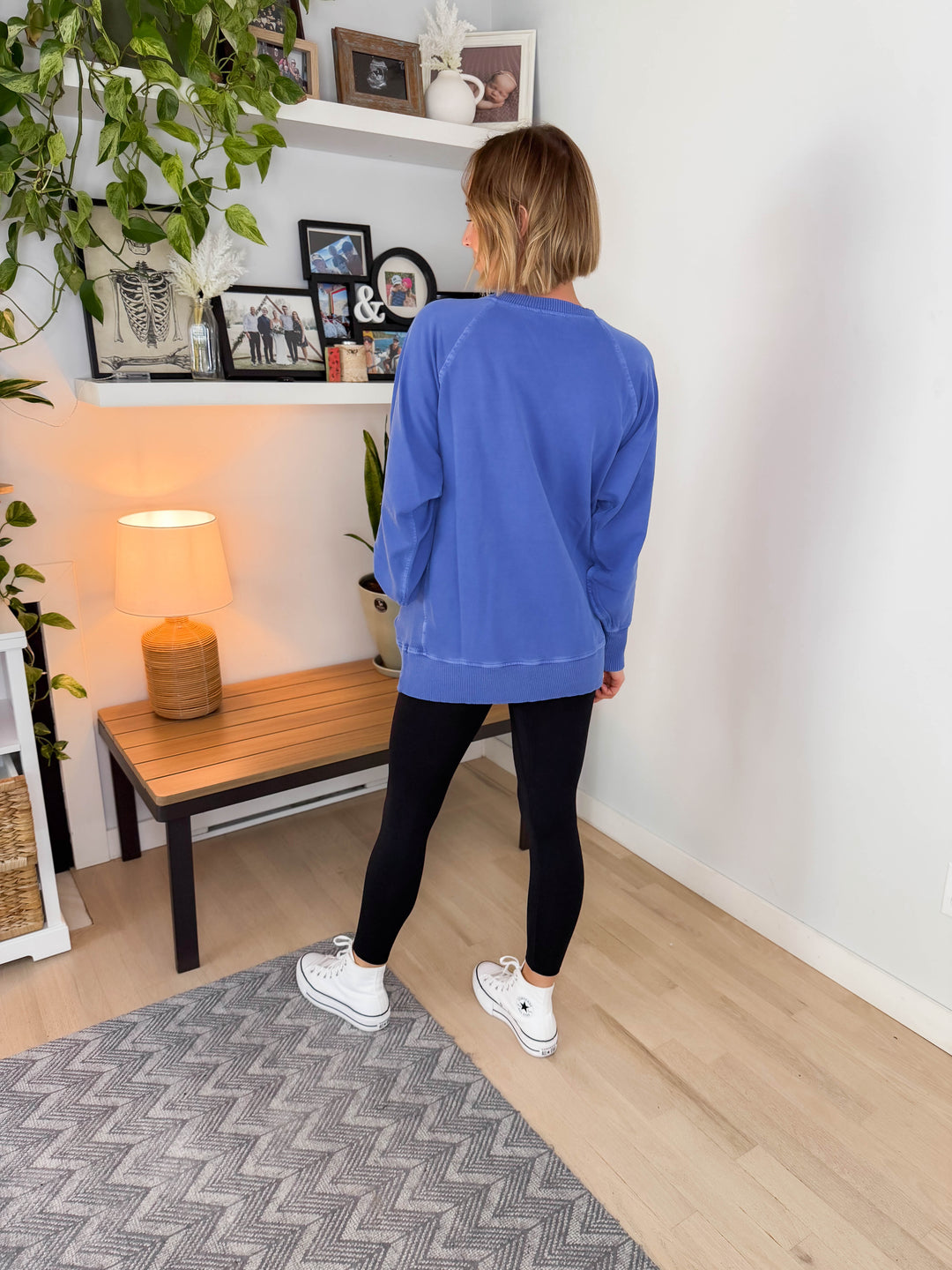 Juliet Washed Tunic Sweatshirt- BRIGHT BLUE