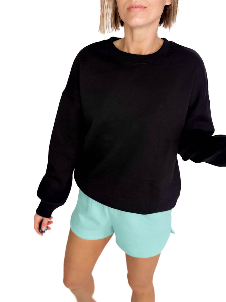T+G Essential Fleece Sweatshirt- BLACK-FINAL SALE