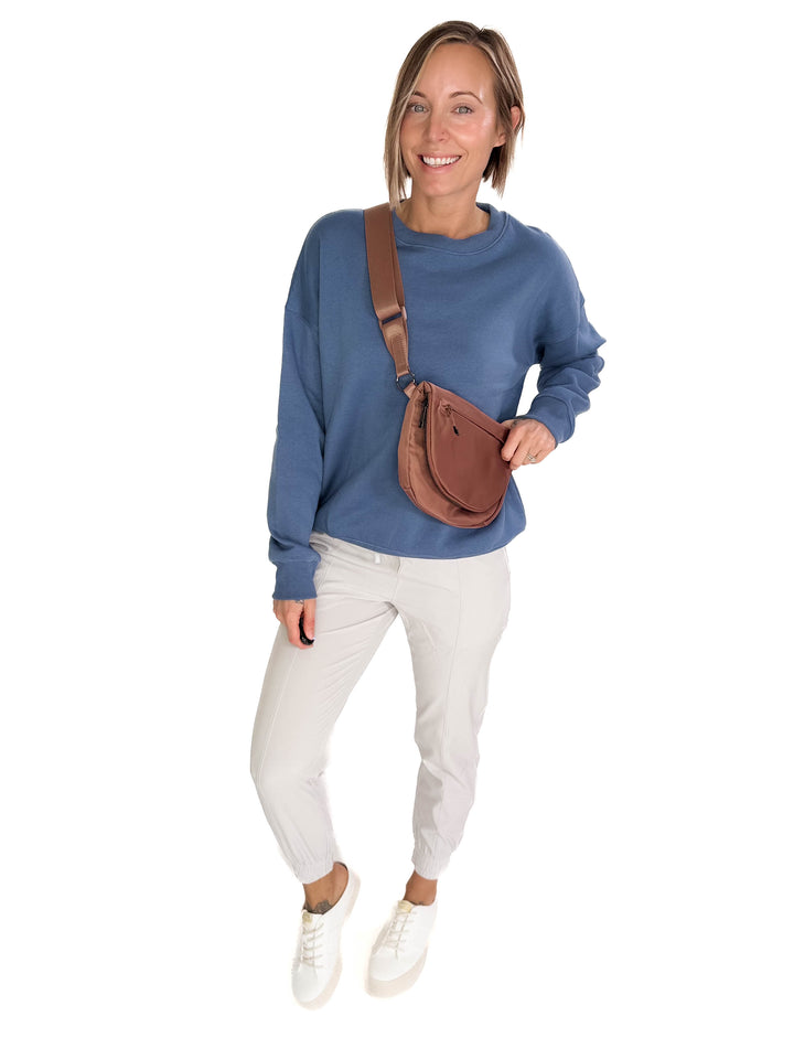 T+G Essential Fleece Sweatshirt- DUSTY BLUE-FINAL SALE