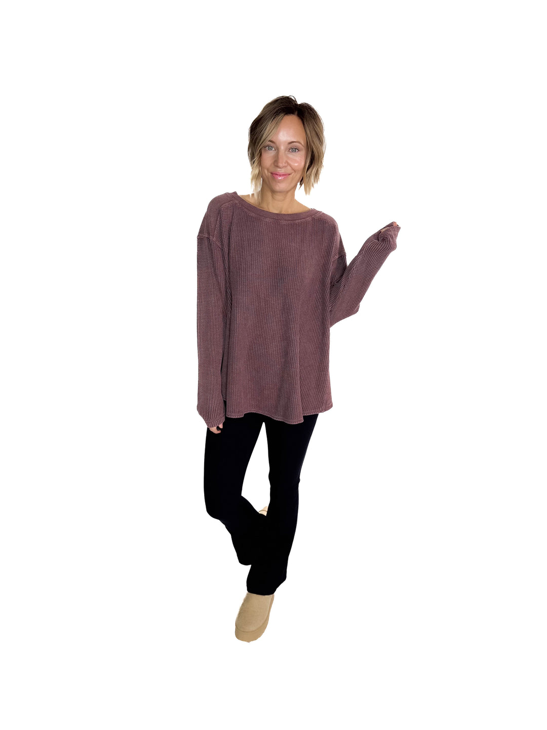 Margot 1/2 Snap Pullover- DARK CHERRY