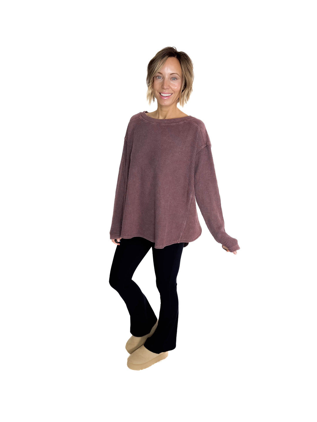 Lenni Waffle High Low Top- DARK CHERRY