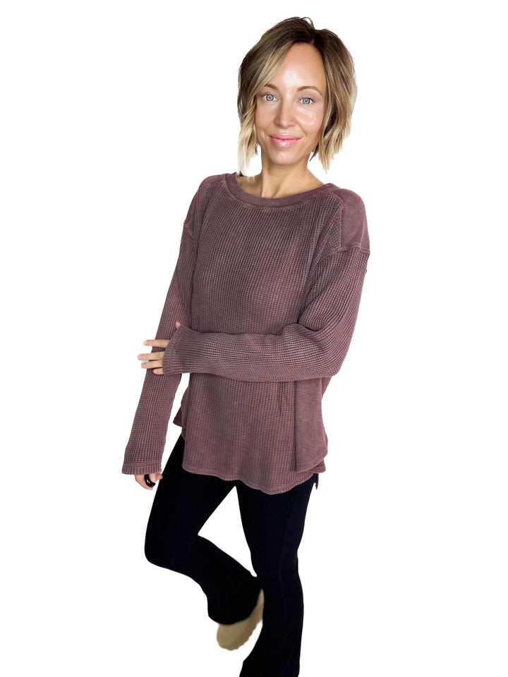 Lenni Waffle High Low Top- DARK CHERRY