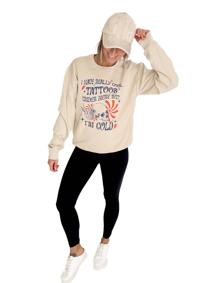 Cool Tattoos Graphic Crewneck- SAND