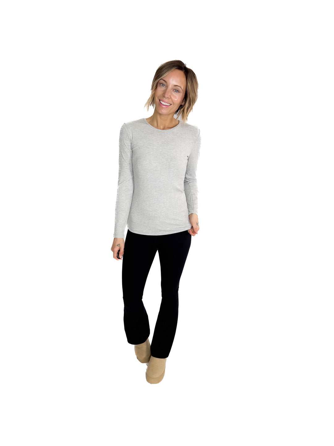 Indie Ribbed Long Sleeve- HEATHER GREY