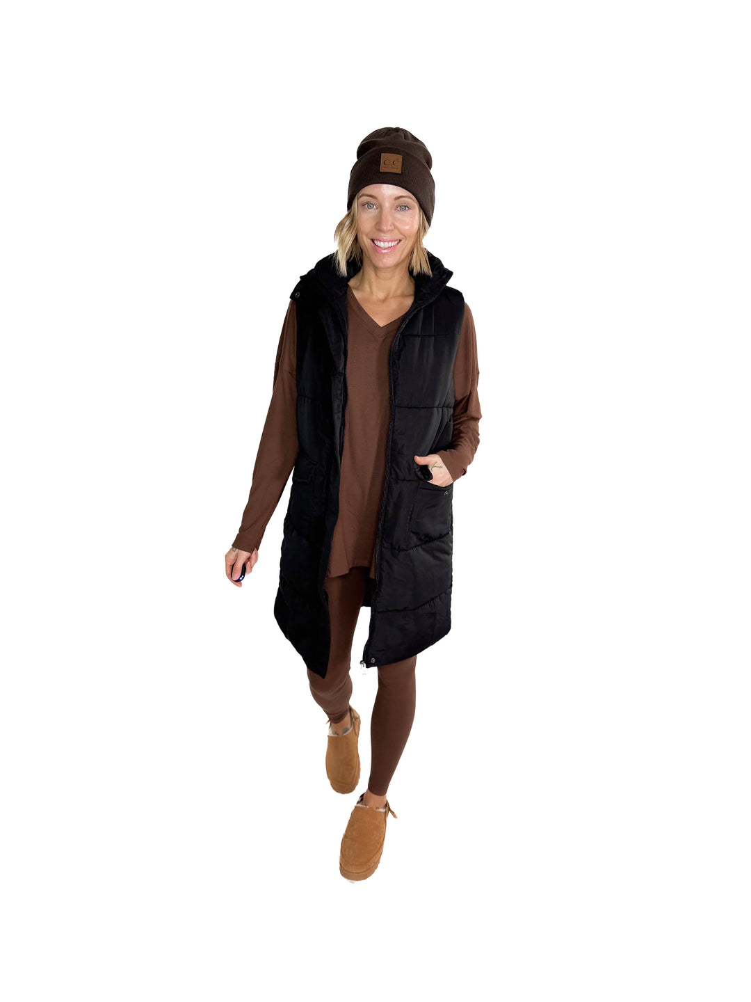 Remington Longline Puffer Vest- BLACK